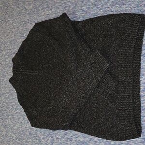 Chaps Men's Zip Neck Jumper Sweater Black (Flecked Cotton) Size XL